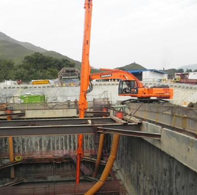 Máy xúc bơm bê tông ống lồng ba phần cần cẩu dài cho CAT Hitachi Kobelco