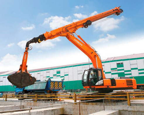Máy xúc bơm bê tông ống lồng ba phần cần cẩu dài cho CAT Hitachi Kobelco