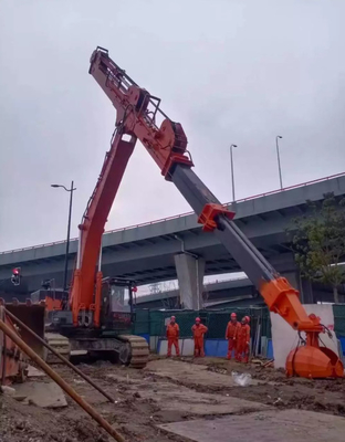 Máy xúc bơm bê tông ống lồng ba phần cần cẩu dài cho CAT Hitachi Kobelco