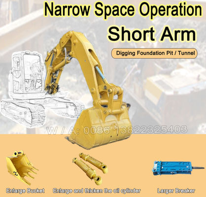 Mèo Hitachi Komatsu Excavator Đường hầm Boom excavator rút ngắn cánh tay excavator rút ngắn boom cánh tay excavator boom và cánh tay thợ đào boom cánh tay ngắn thả boom