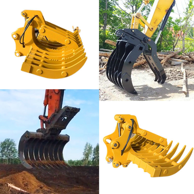 Cào lâm nghiệp bền cho máy xúc, thùng cào máy xúc Q355B cho Hitachi Zx200 Zx300